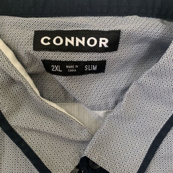 Men Connor Short‎ Sleeve Button Down Geometric Diamond Print Size 2XL Slim - Picture 3 of 8